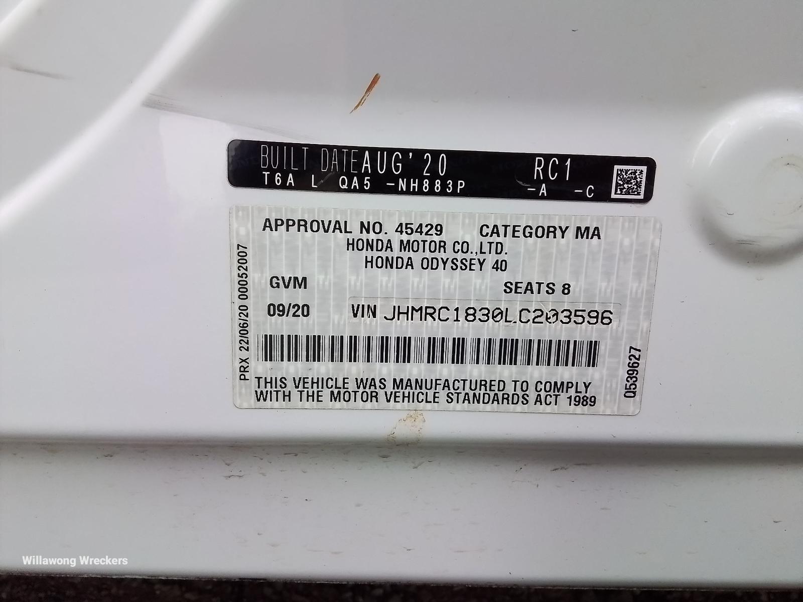 View Auto part Left Rear Door/Sliding Honda Odyssey 2020